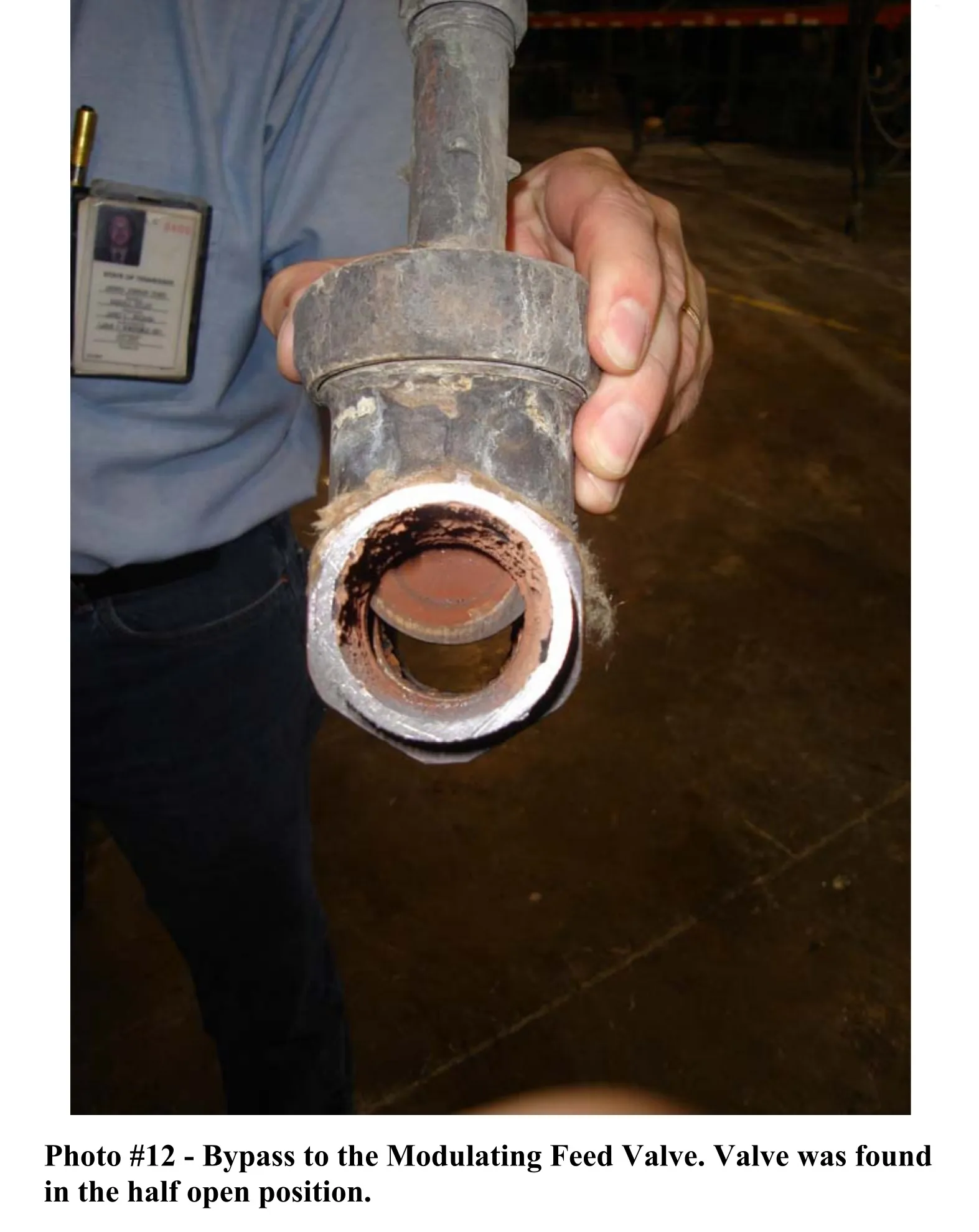 photo 12 - bypass to the modulating feed valve; valve found half-open.