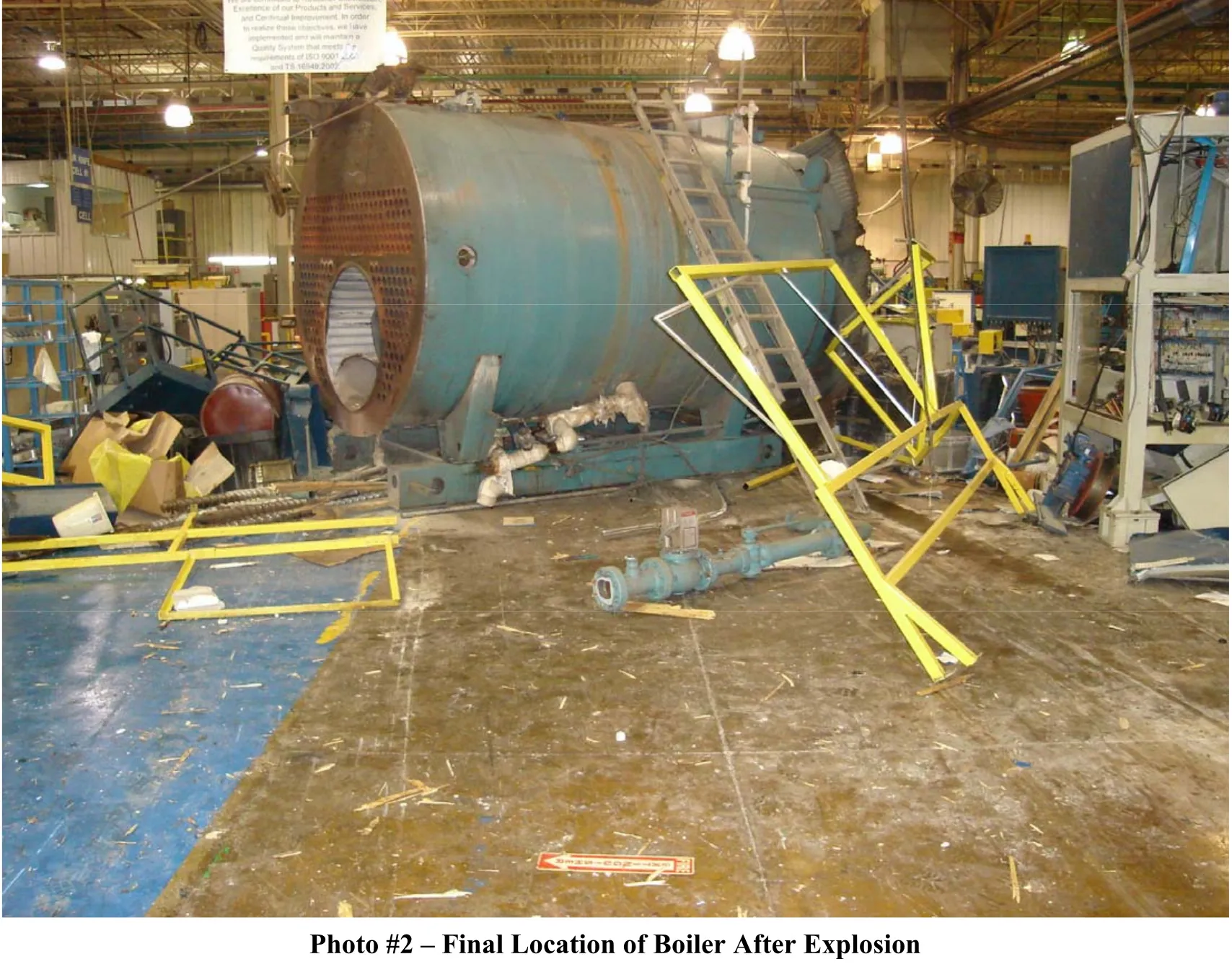 photo 2, final location of boiler with debris.