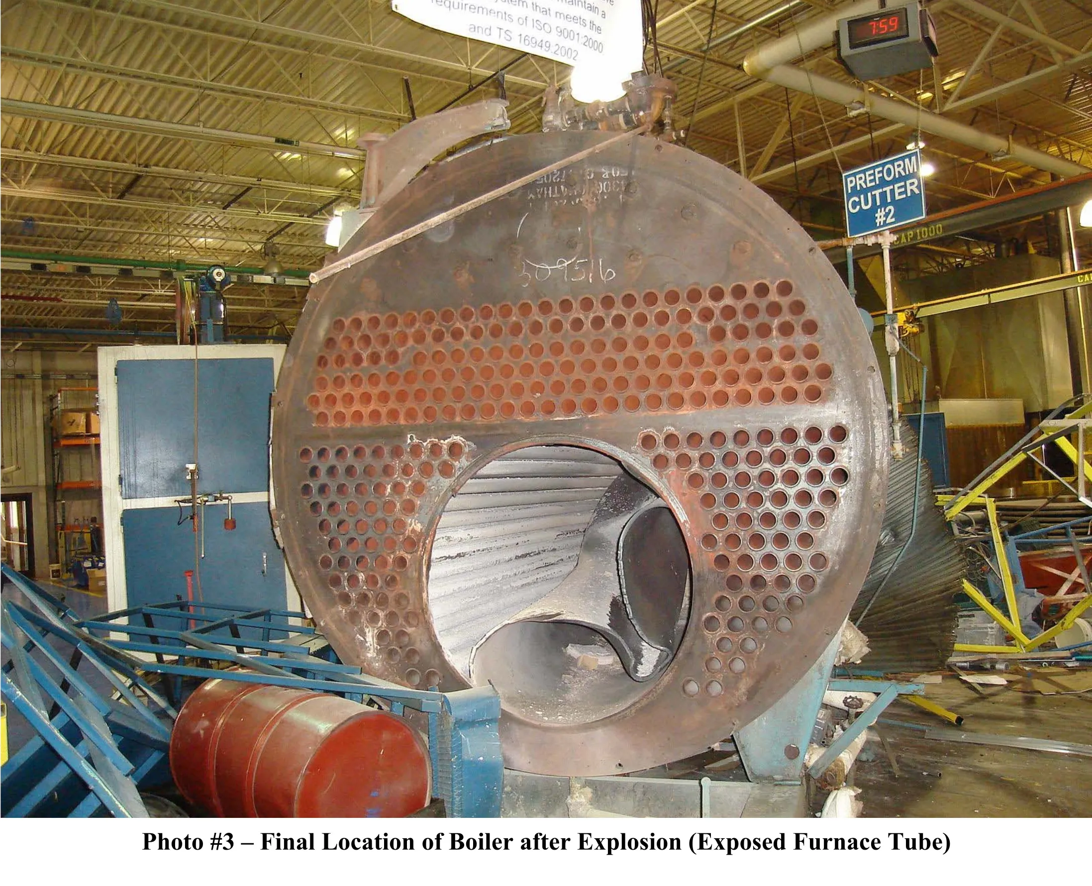 photo 3, exposed boiler furnace tube.