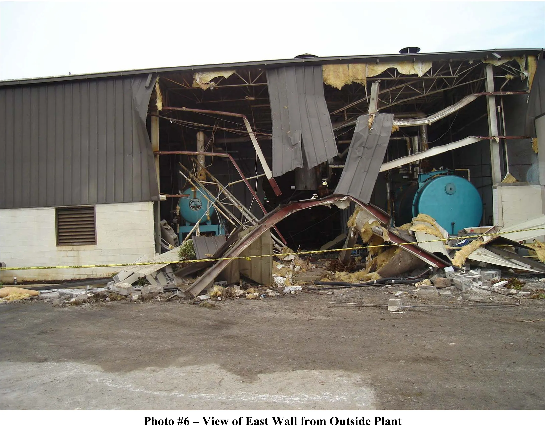 photo 6 - outside view of the demolished boiler room wall.
